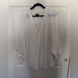 White a.n.a. Blouse Plus Size 3x Sheer